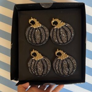 Tahari Black and Gold Pumpkin napkin rings